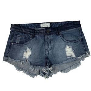 VINTAGE Havana Jean Shorts Size 28 Distressed Denim Shorts Button Fly